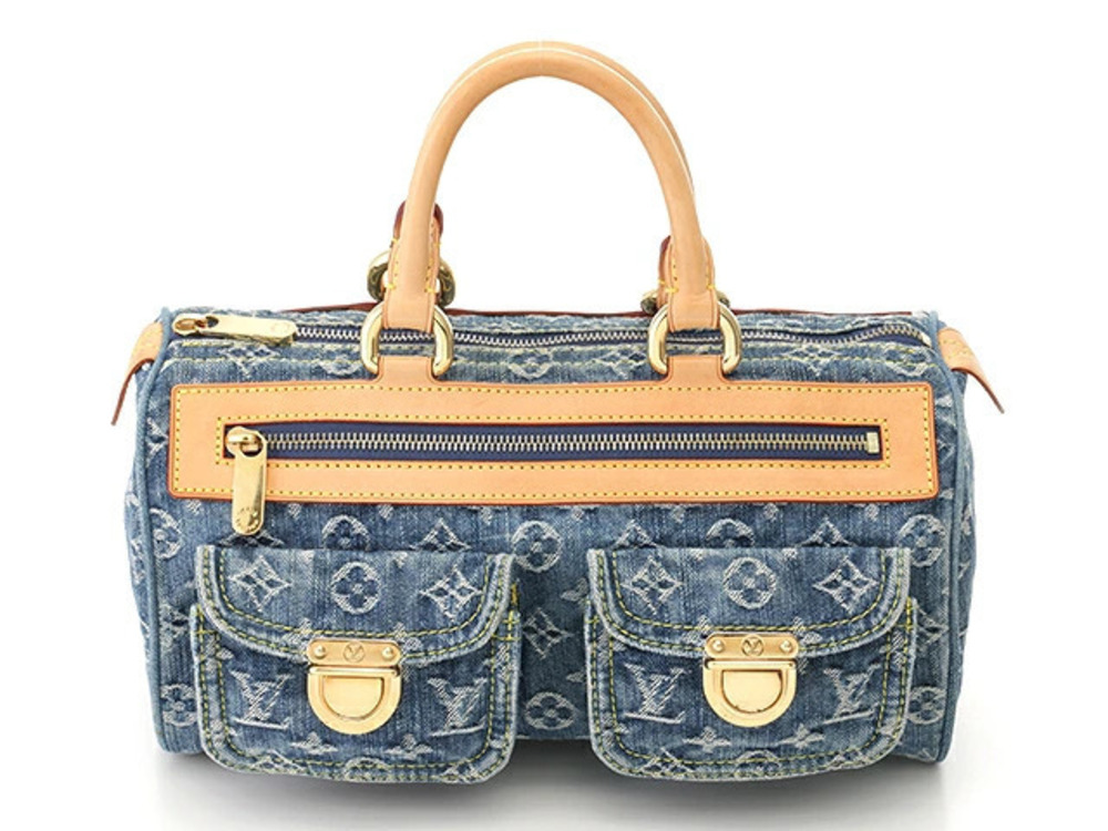 LOUIS VUITTON Neo Speedy Handbag Monogram Denim Blue